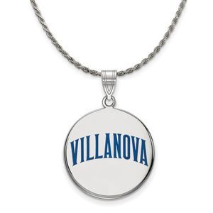 Sterling Silver Villanova U Large Enamel Disc Necklace - 24 Inch